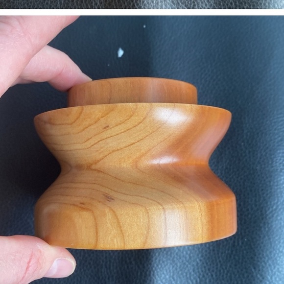 Vintage hand crafted wood candle holder rustic farmhouse cottagecore neutral - Picture 4 of 6